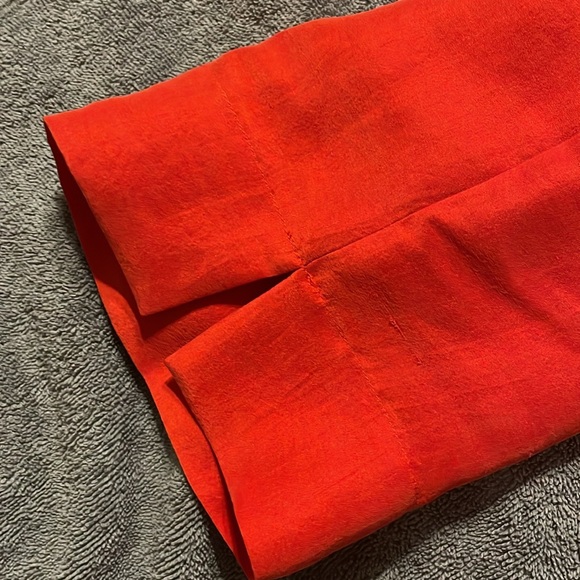 Eileen Fisher 100% silk Caftan Top. Lovely bright orange, red color. Size SP - Picture 5 of 16